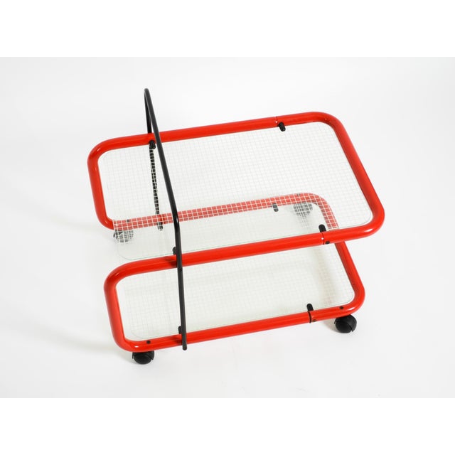 Metal Italian Bar Cart in Metal and Glass, 1980s For Sale - Image 7 of 18