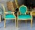 In love with the design. Beautiful green chair with gold frame. It has a unique and gorgeous green velvet fabric. Elegance...