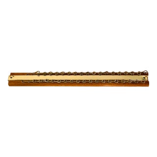 Mid 20th Century Wood & Brass Belt/Tie Rack For Sale