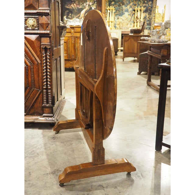 Antique French Cherrywood Wine Tasting Table With Lyre Support, Circa 1890 For Sale - Image 11 of 18