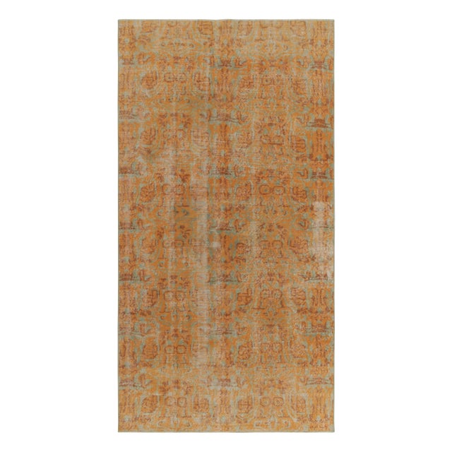 Orange 1960s Vintage Distressed Rug in Orange, Brown and Teal Abstract Patterns For Sale - Image 8 of 8