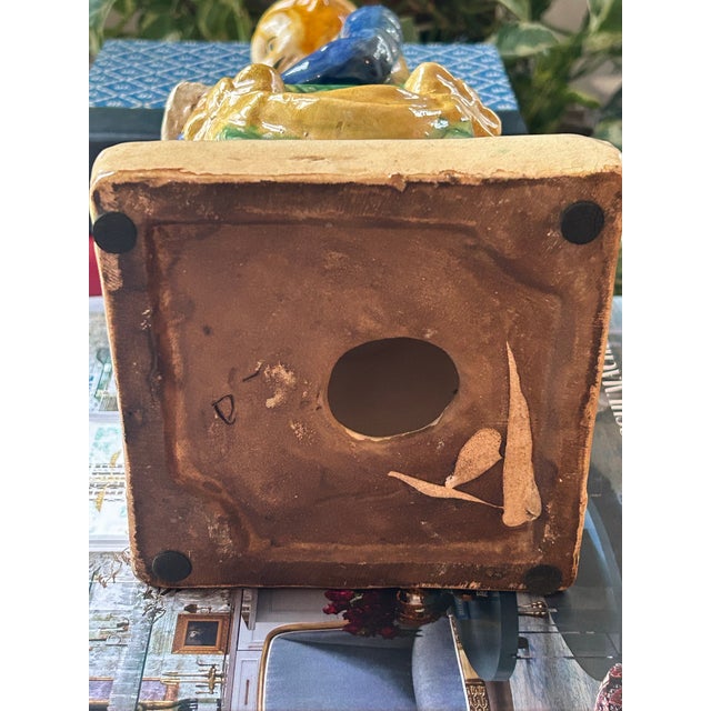 Blue Mid 20th Century Majolica Style Figural Reading Monkey Bookend or Figurine For Sale - Image 8 of 8