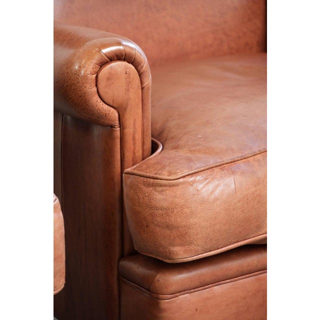 English-Style Cowhide Wing Armchairs, Set of 2 For Sale - Image 12 of 14