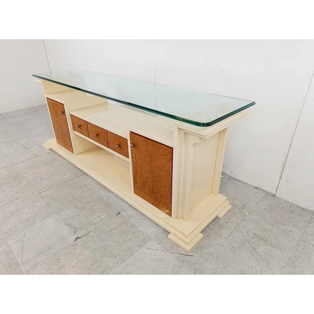 Vintage Sideboard in Lacquer and Burl Wood, 1980s For Sale - Image 6 of 11