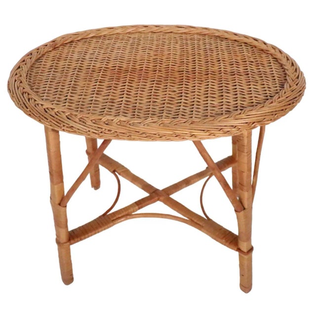 Mid 20th Century Oval Woven Wicker Coffee Table in Original Natural Finish C 1960/1970’s For Sale - Image 5 of 13