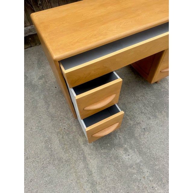 Wood Heywood Wakefield Kneehole Desk C. 1941 For Sale - Image 7 of 9