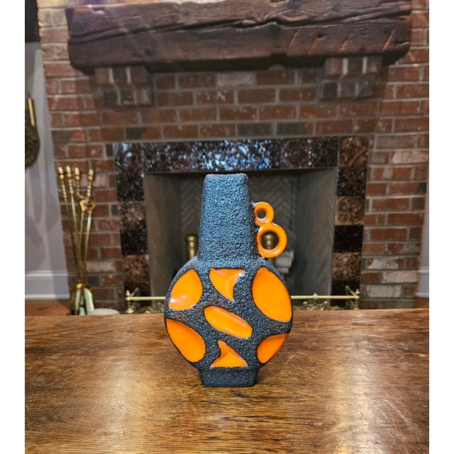 Roth Keramik Mid Century Orange Fat Lava "Banjo Vase" by Roth Keramik For Sale - Image 4 of 10