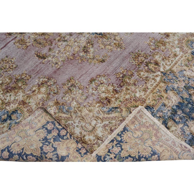Vintage Persian Kerman Hand Knotted Organic Wool Fine Weave Rug,8'11"X10'10" For Sale In New York - Image 6 of 6