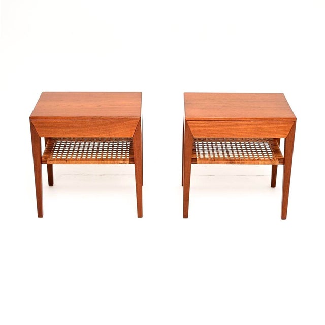 A beautiful and extremely stylish pair of Danish vintage teak side tables by Severin Hansen for Haslev, dating from the...
