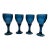 Fostoria Monet Dark Blue Wine Glasses Goblets Set of 4 For Sale