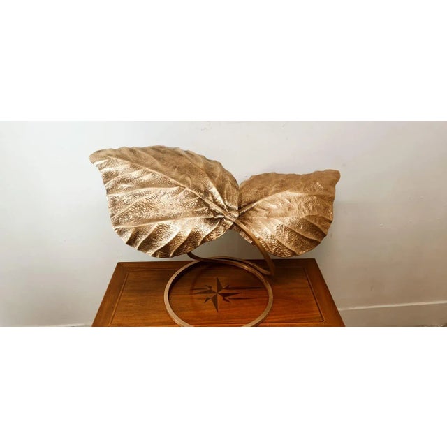 Brass Lamp with Two Leaves by Tommaso Barbi For Sale - Image 18 of 18