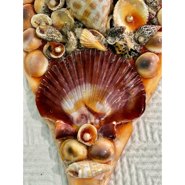 Wood Mid-Century Mermaid Grotto Sailors Valentine Sea Shell Encrusted Vanity Hand Mirror For Sale - Image 7 of 12