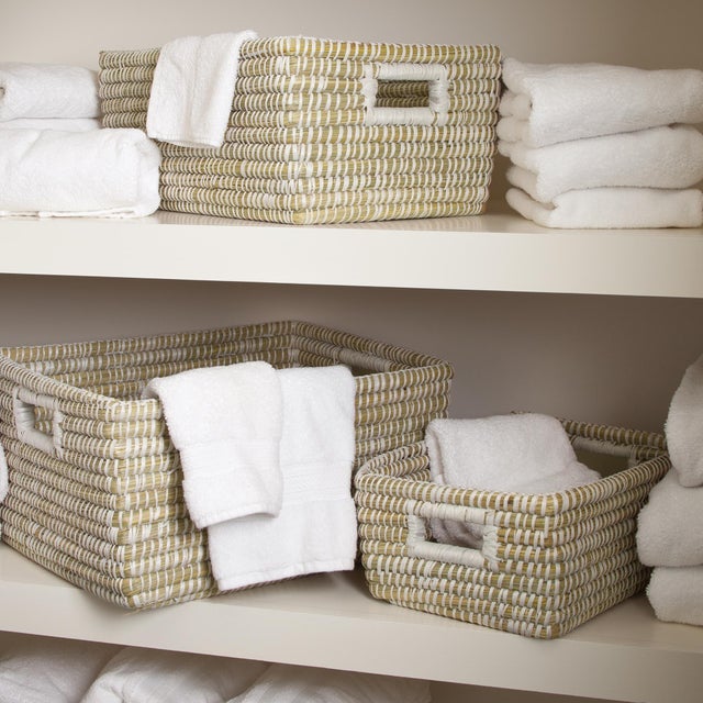 These all natural storage baskets are handwoven by skilled artisans using sustainable materials. Perfect for creating that...