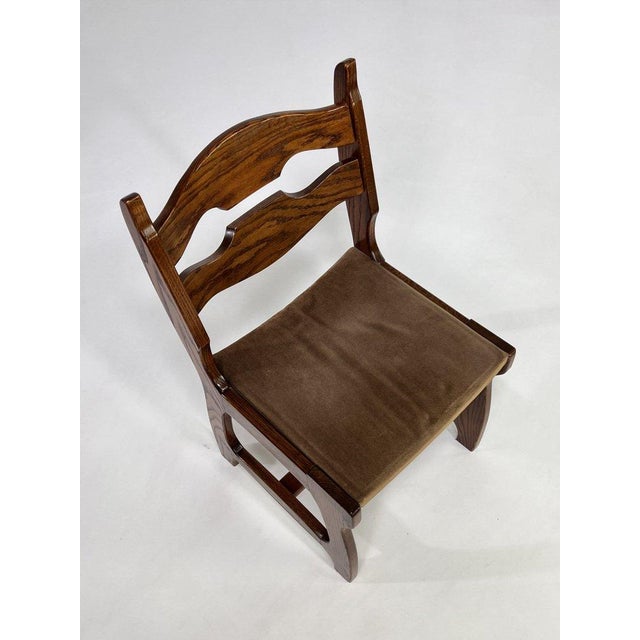 1950s Dining Chairs in Wood and Fabric by Guillerme et Chambron, 1950s, Set of 6 For Sale - Image 5 of 10