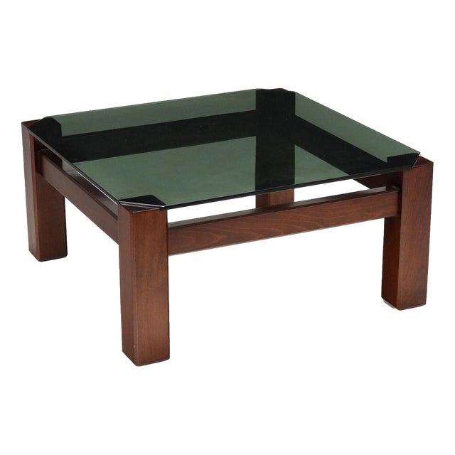 Vintage Coffee Table in Smoked Glass, 1980s For Sale