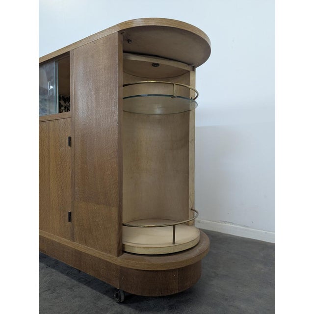 Serving Bar Cart in Oak and Sycamore Veneer, 1950s For Sale - Image 5 of 9