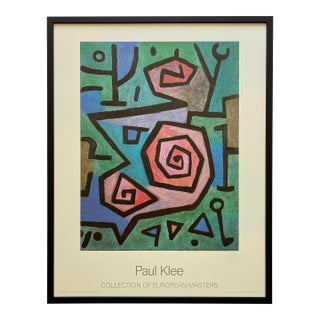 Paul Klee Vintage 1986 Lithograph Print Framed Modernist Poster " Heroische Rosen " 1938 For Sale