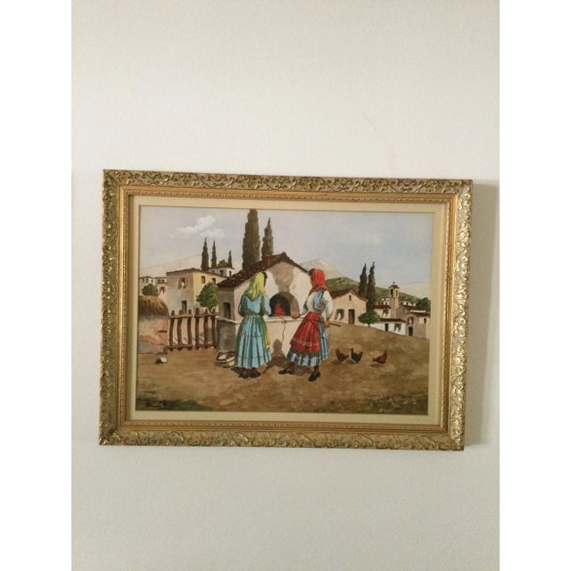 1970s Vintage Watercolor Framed Hand Painted Mediterranean Provincetown Portrait a Pair For Sale - Image 4 of 8