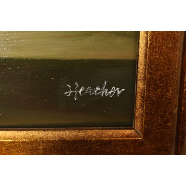 Oil Painting Botanical Still Life in Carved Wood Gold Leaf Frame Signed Heather For Sale - Image 15 of 18