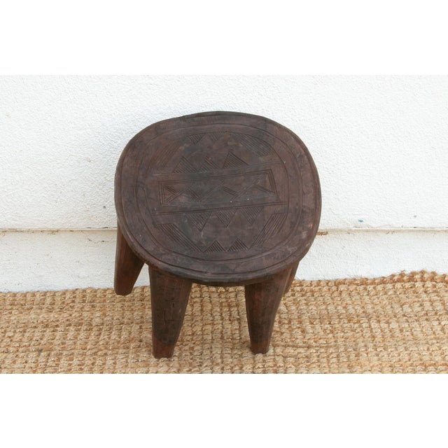 Small Solid Wood Carved Nupe Table For Sale In Los Angeles - Image 6 of 8