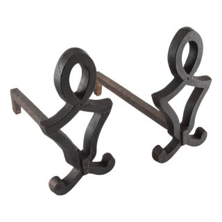 Ironwork for the Hearth: Early 20th C. Wrought Iron Andirons For Sale