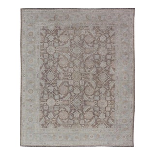 Modern Tabriz Design Rug by Keivan Woven Arts in Warm Brown Tones 9'3 X 11'8 For Sale
