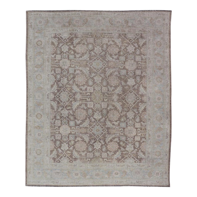 Modern Tabriz Design Rug by Keivan Woven Arts in Warm Brown Tones 9'3 X 11'8 For Sale