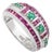 Unique 2.23 Carat Ruby & Emerald Sterling Silver Dome Band Ring for Women - Size 8.5 For Sale
