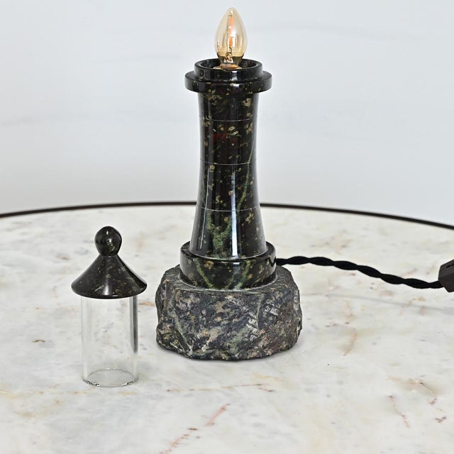 English Vintage English Cornish Serpentine Stone Lighthouse Lamp For Sale - Image 3 of 7