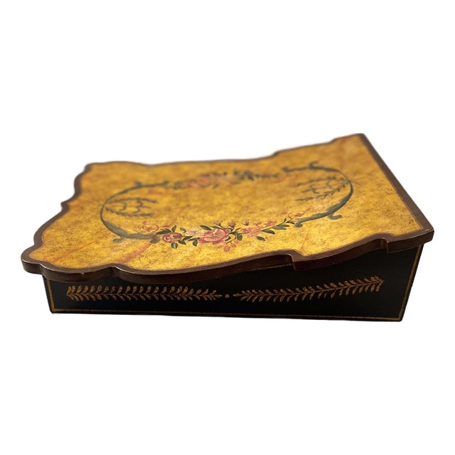 Hand-Painted Decorative Sarreid LTD Keepsake Box With Ornate Lid For Sale