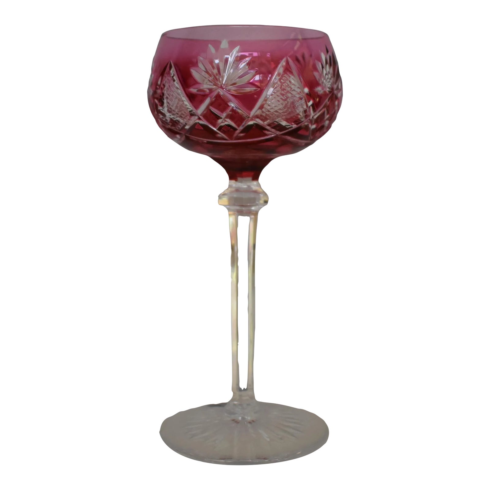 Vintage Val Saint-Lambert Hock Wine Glass Cut to Clear Crystal