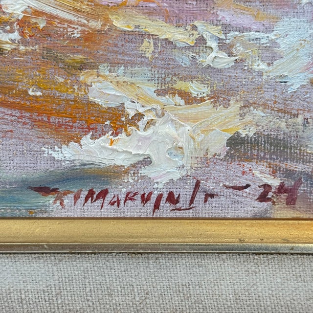Original oil painting by Ronald L. Marvin Jr., signed and dated 2024. This contemporary woodland landscape captures a...