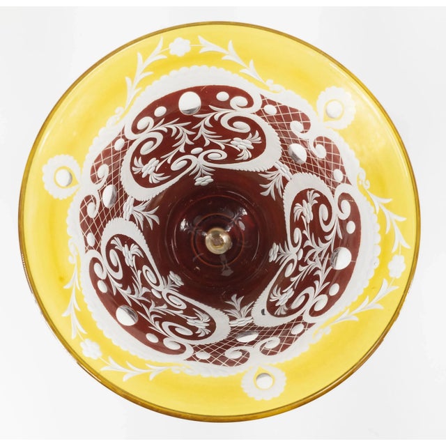 Glass 19th Century Bohemian Ruby Red and Yellow Flashed and Etched Glass Vase For Sale - Image 7 of 11