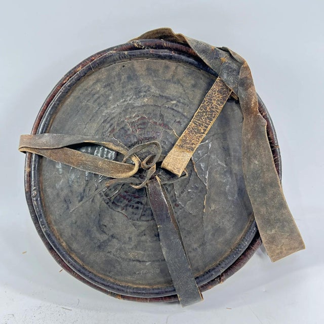 Early 20th Century Mesob Lidded Leather Wrapped Lunch Basket Ethiopia For Sale - Image 4 of 9