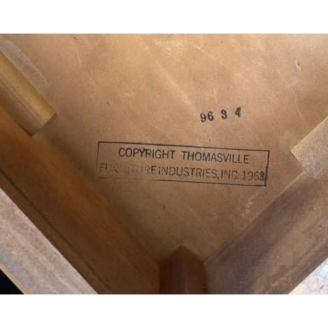 1960s Thomasville Neoclassical Pecan Wood Side Table - Signed and Dated 1968 For Sale - Image 5 of 5