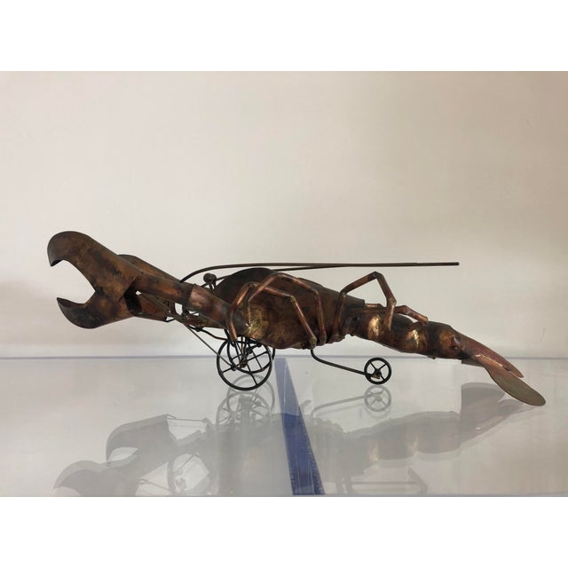 Handmade whimsical copper articulating lobster sculpture-- a real conversation piece!