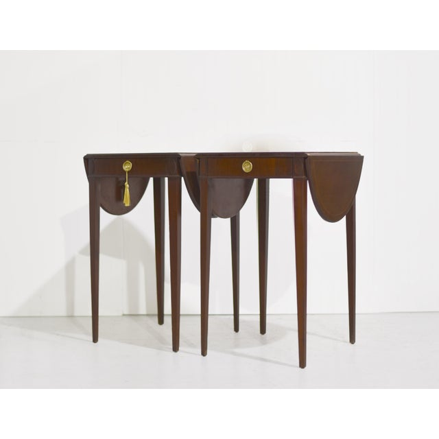 Mid Century Traditional Tapered Leg Flip Top Tables - A Pair For Sale - Image 4 of 12