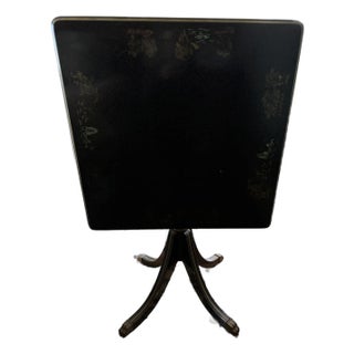 Mid-19th Century Victorian Ebonized Tilt-Top Table With Hand Painted Chinoiserie Decoration For Sale