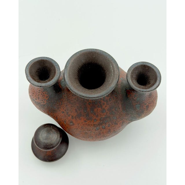 Brutalist Mid-Century Modern German Brutalist Studio Pottery Oil Lamp by Petra Töpferei, 1970s For Sale - Image 3 of 4