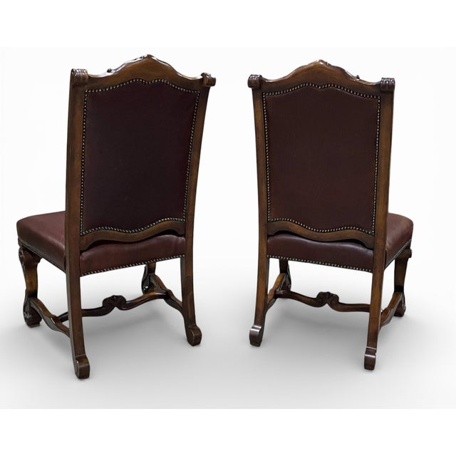 Henredon Vintage Henredon High-Back Leather Dining Chairs - a Pair For Sale - Image 4 of 12