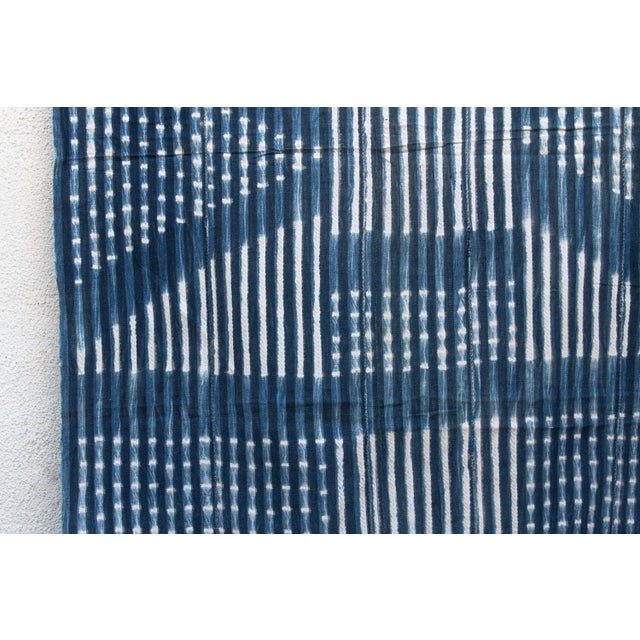 Vintage African Moss "Voltaic Shield" Indigo Throw For Sale - Image 4 of 6
