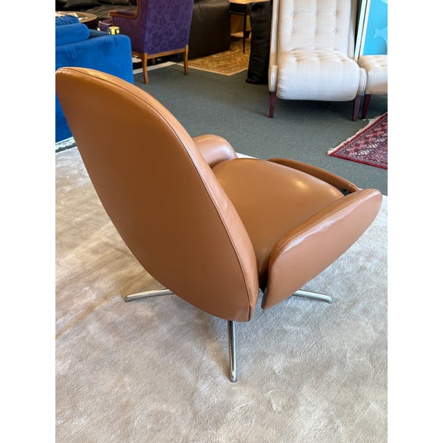 Hlynur Atlason for Design Within Reach Vala Sienna Leather Swivel Recliners, Pair For Sale - Image 9 of 12