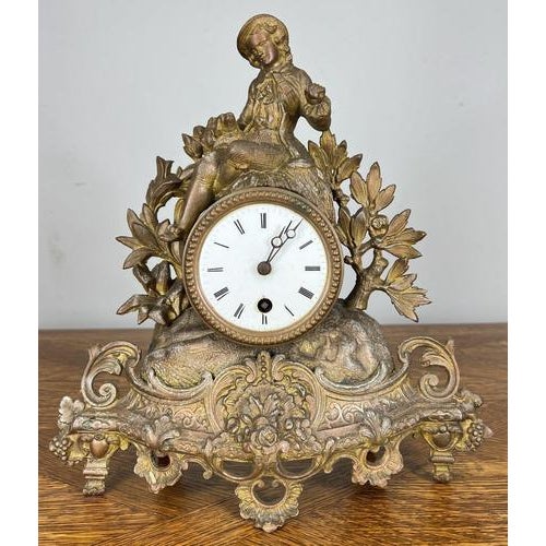 Vintage French Style Mantel Clock with Matching Candelabras, Set of 3 For Sale - Image 3 of 18