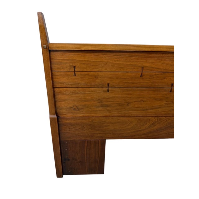 Lane Furniture Mid-Century Modern Lane Tuxedo King Size Walnut Headboard - Refinished! For Sale - Image 4 of 7