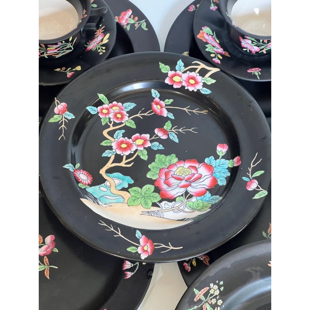 Ceramic Mason's Ironstone Black Chinoiserie Set 17 Pieces For Sale - Image 7 of 13