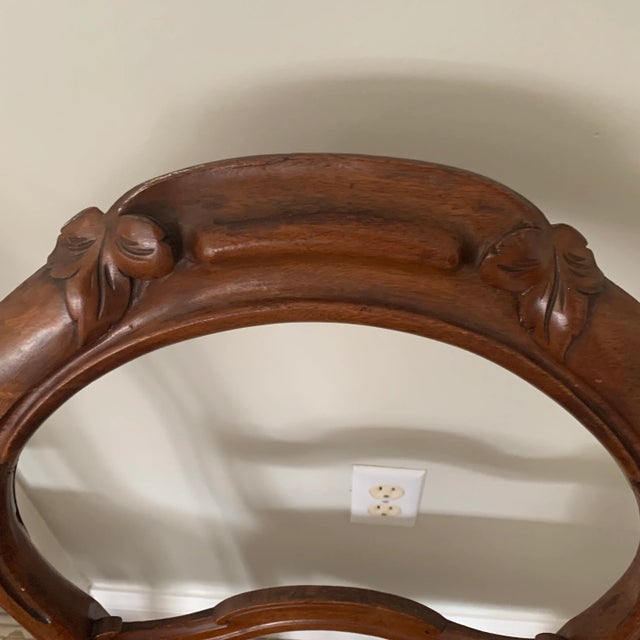 Early 20th Century Antique Handcarved Side Chairs With Leaf Design and Leopard Upholstery and Turquoise Welting - a Pair For Sale - Image 5 of 10