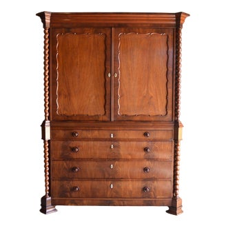 Biedermeier Mahogany Wooden Cabinet For Sale