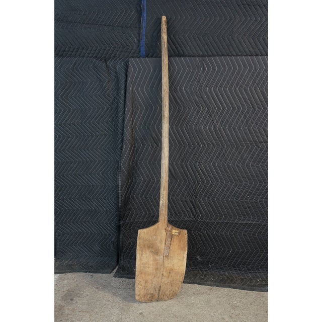 Antique 19th Century Primitive Wooden Farmhouse Grain Malt Shovel 58" For Sale - Image 9 of 16