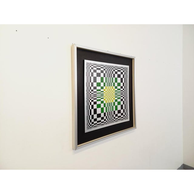 Italian Screen Printed Kinetic Checkerboard on Aluminum in the style of Vasarely, 1970s For Sale - Image 16 of 18
