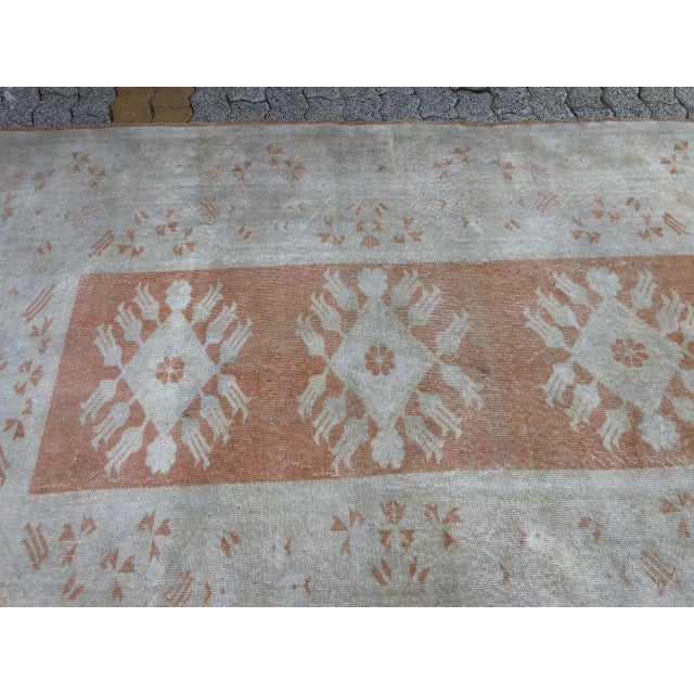 Tan Vintage Faded Turkish Home Living Rug For Sale - Image 8 of 11